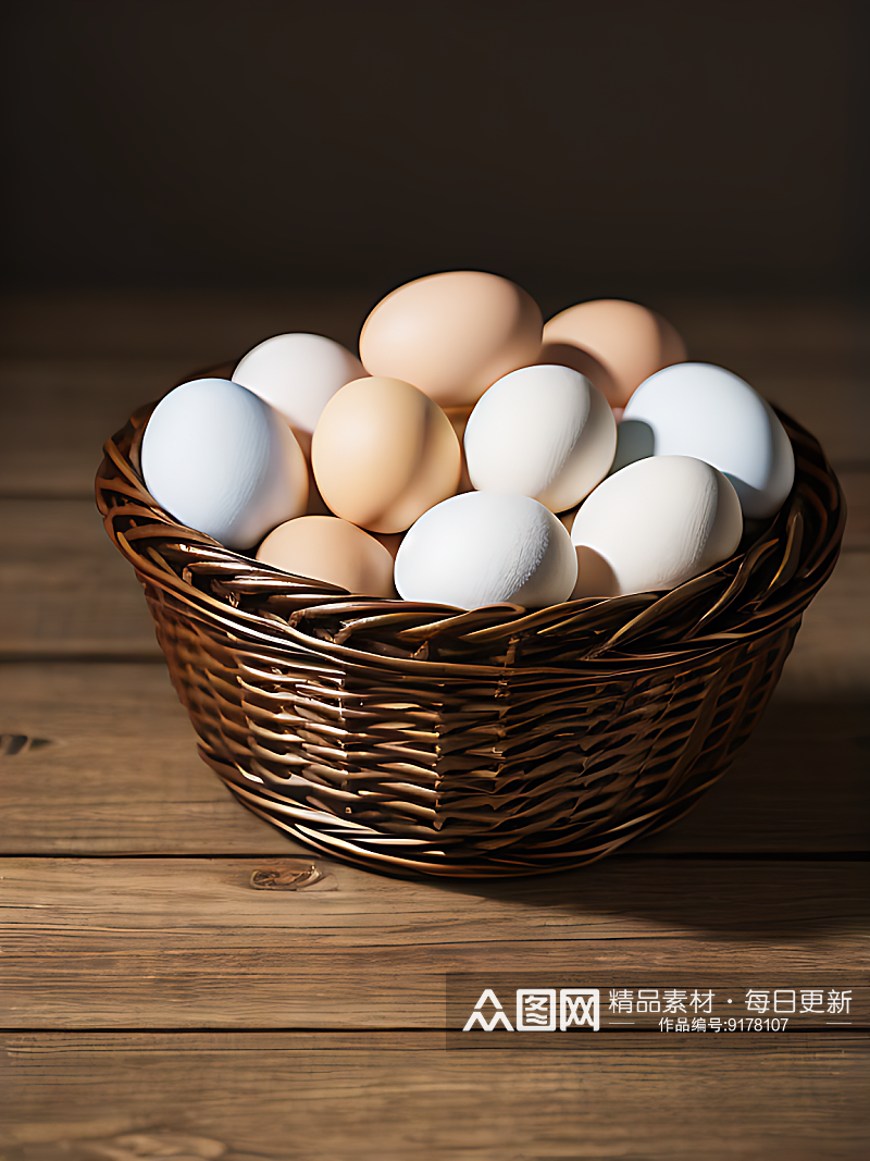 一篮鸡蛋写实摄影AI数字艺术素材