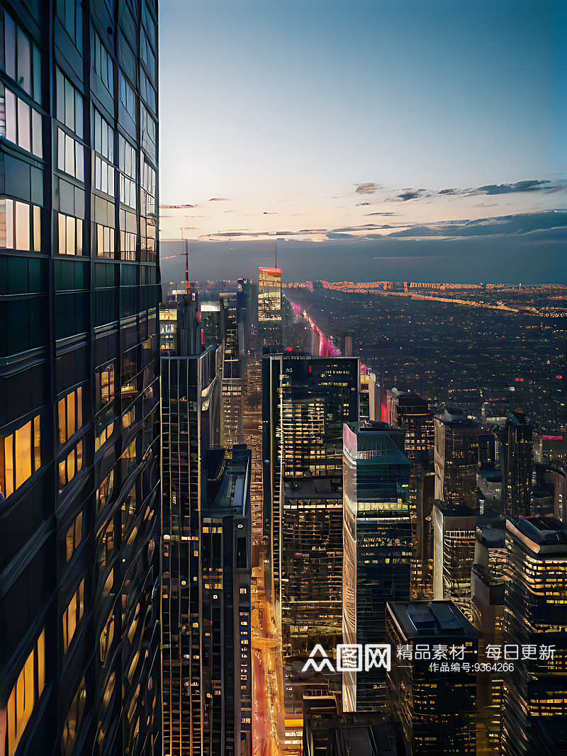 都市的高楼建筑写实摄影AI数字艺术素材