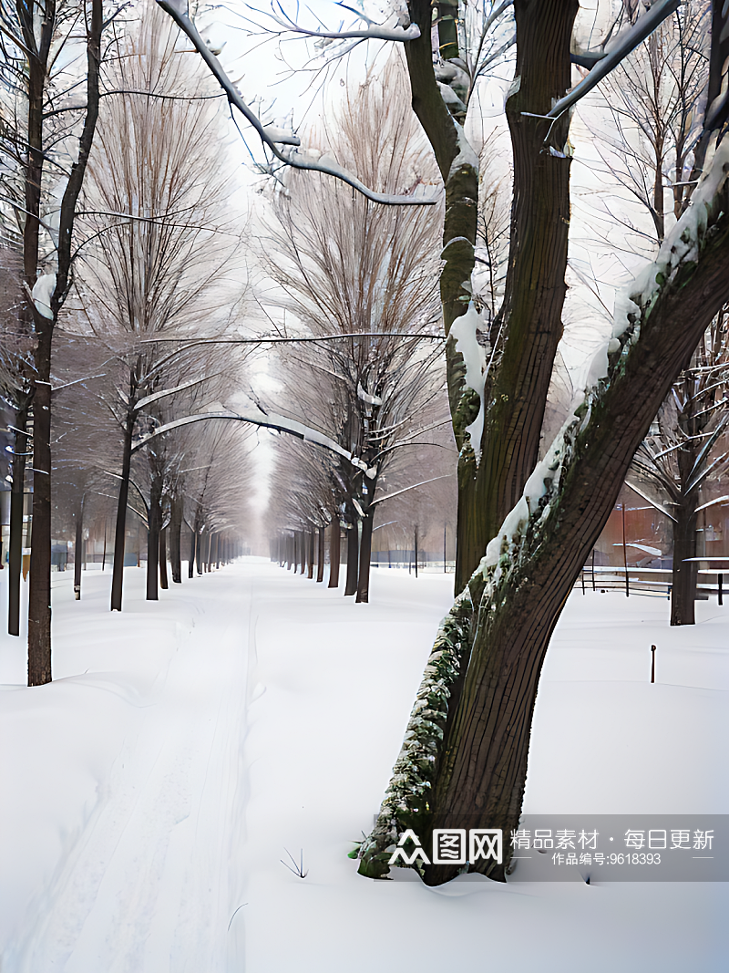摄影风雪地里的一棵树AI数字艺术素材