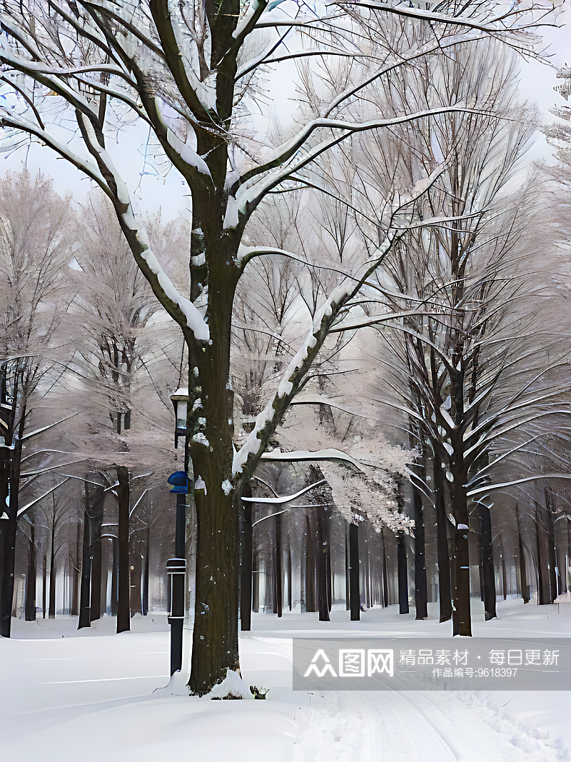 摄影风雪地里的一棵树AI数字艺术素材