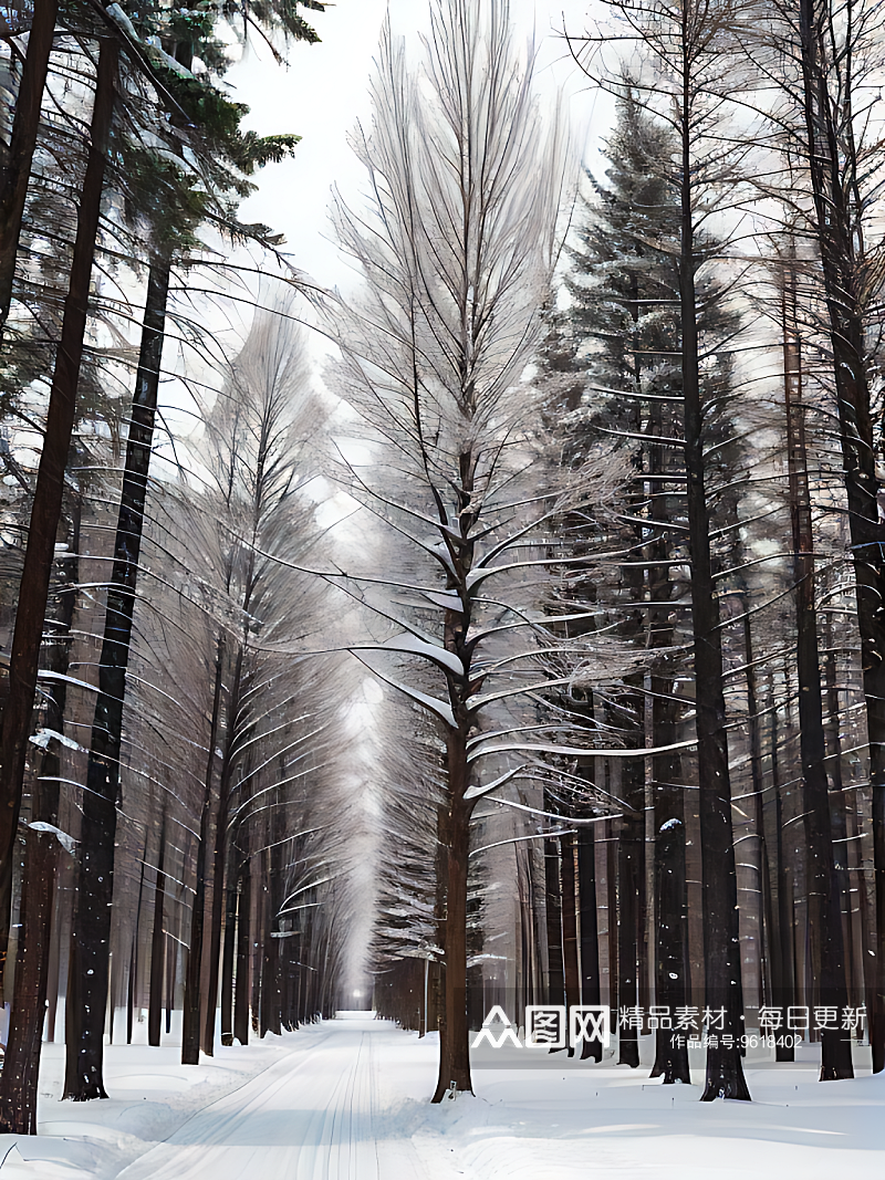 摄影风雪地里的一棵树AI数字艺术素材