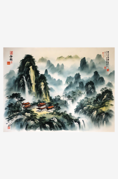 AI数字艺术山水水墨中国画