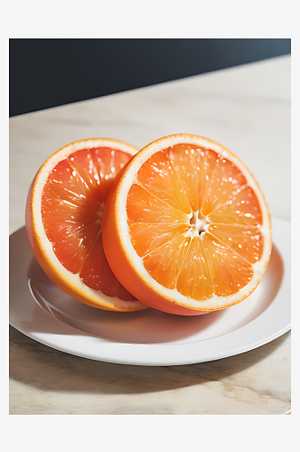 摄影风切开的橙子AI数字艺术