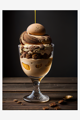 AI数字艺术一杯冰淇淋写实摄影