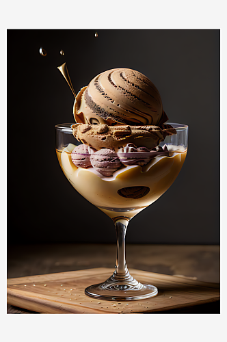 一杯冰淇淋写实摄影AI数字艺术