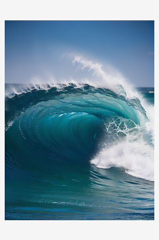 蓝色唯美海浪写实摄影AI数字艺术
