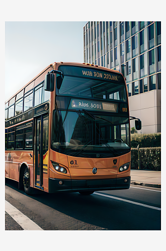 马路上的一辆公交车写实摄影AI数字艺术