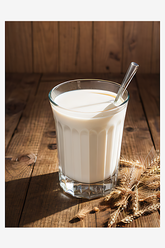 AI数字艺术一杯牛奶和小麦写实摄影