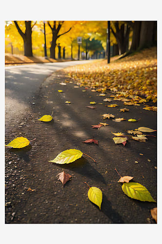 AI数字艺术写实风秋天里地上的树叶