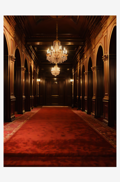 写实风红色长地毯大厅AI数字艺术