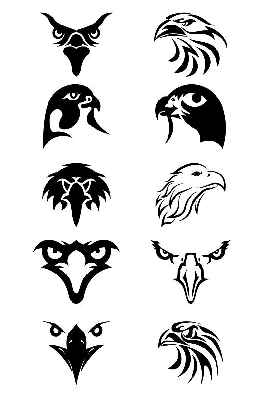 黑白老鹰头标志矢量