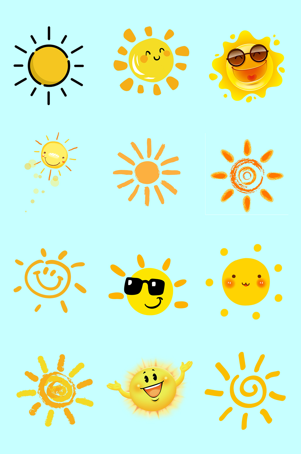 太阳卡通手绘素材素材