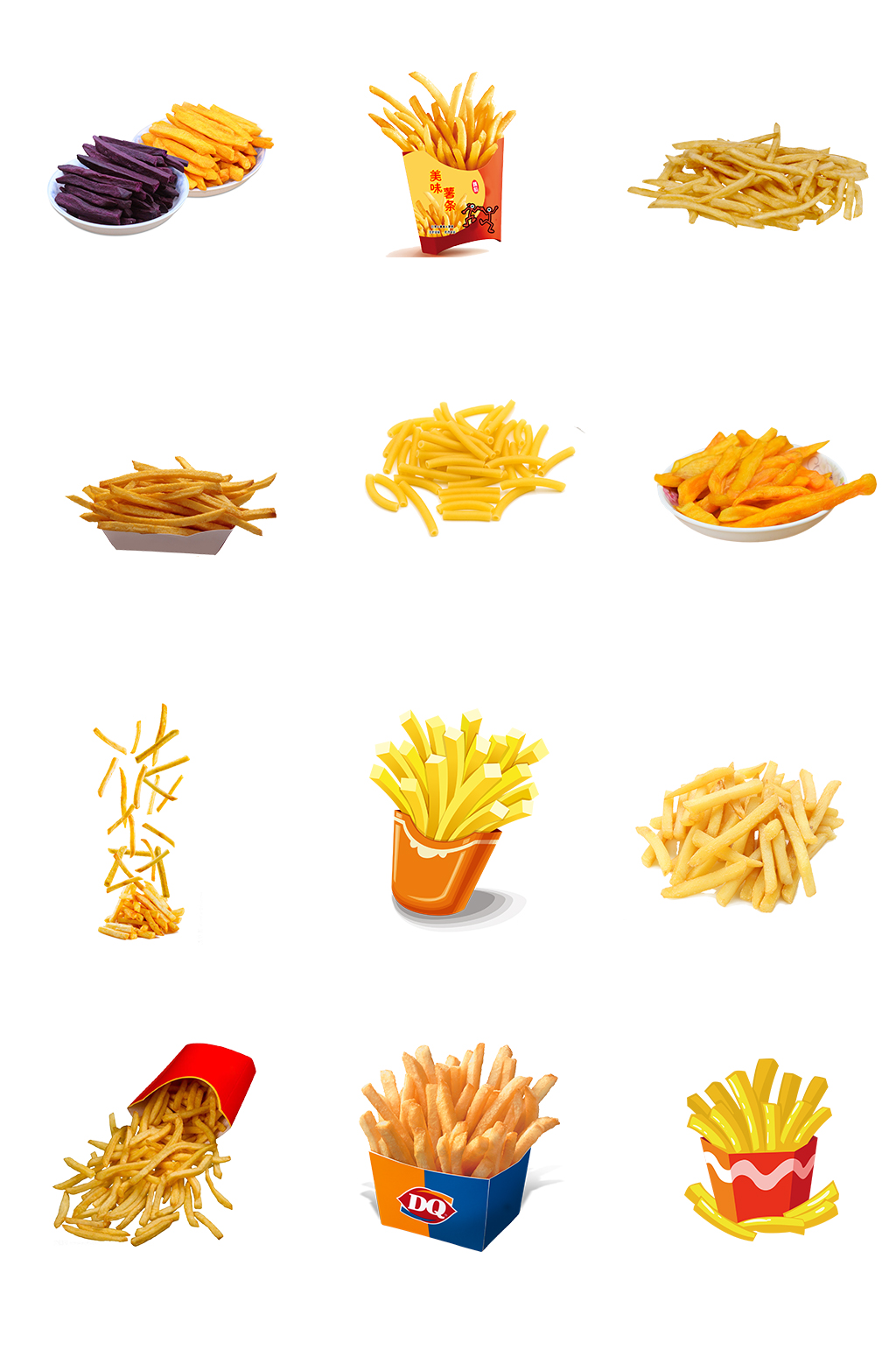 手绘零食薯条素材素材