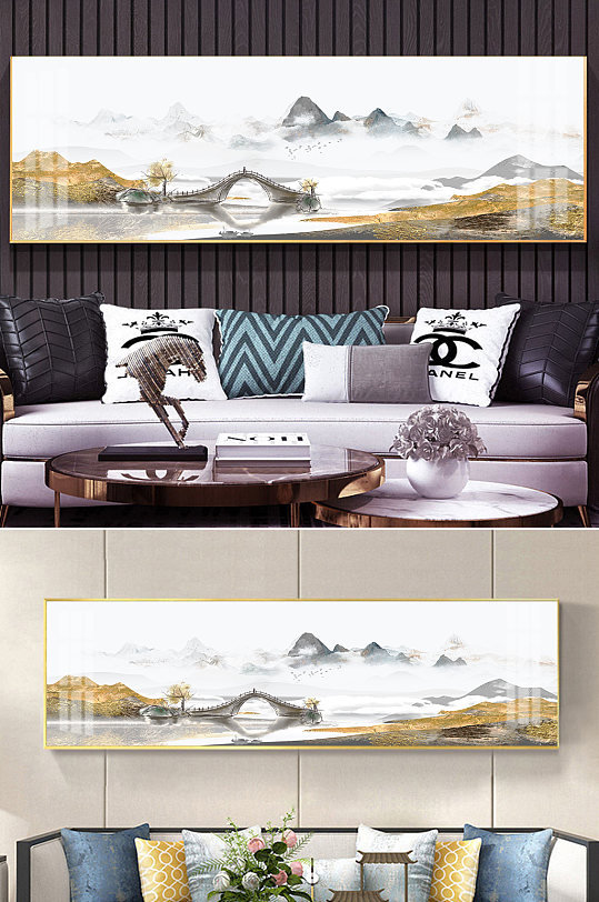 新中式抽象山水挂画-众图网