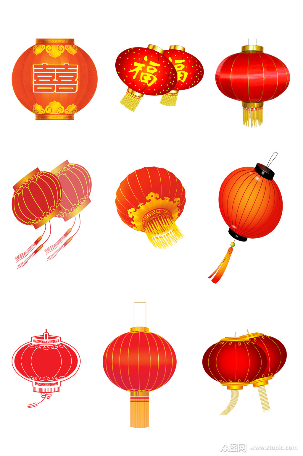 圆形灯笼免扣素材