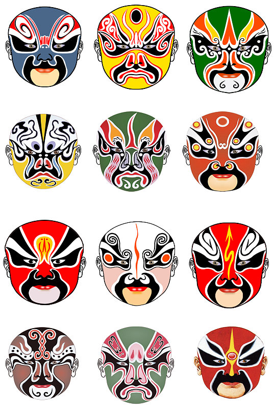 中国风戏曲商务大气名片立即下载手绘京剧脸谱素材元素立即下载手绘哦