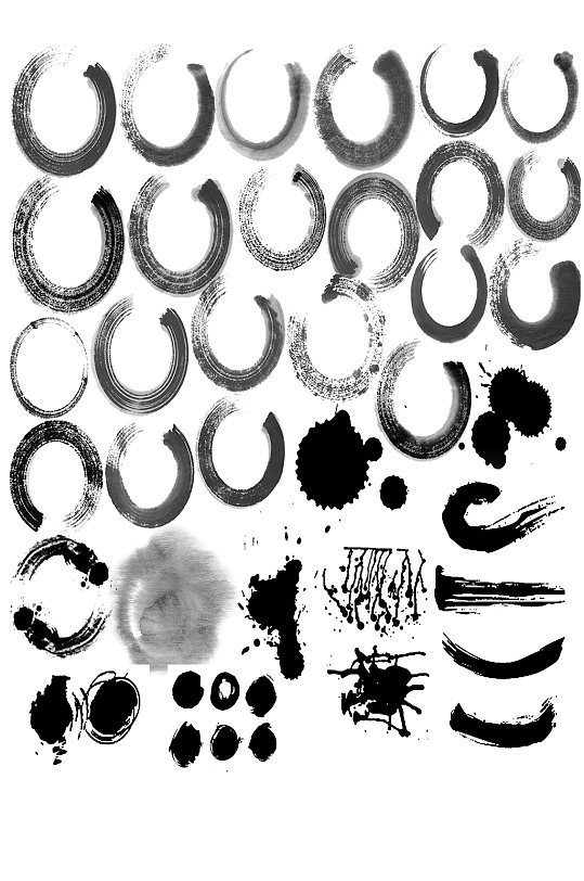 毛笔印水墨印素材