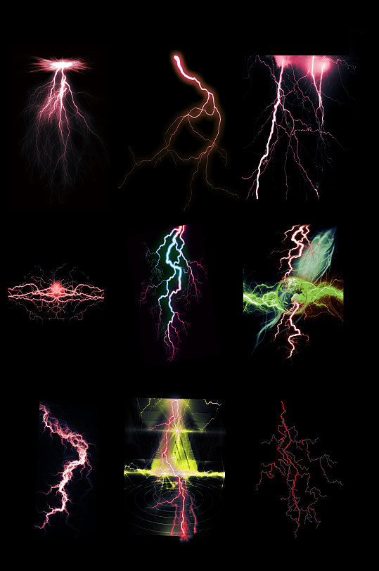 彩色雷电免扣素材-众图网