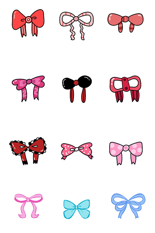 卡通可爱蝴蝶结素材