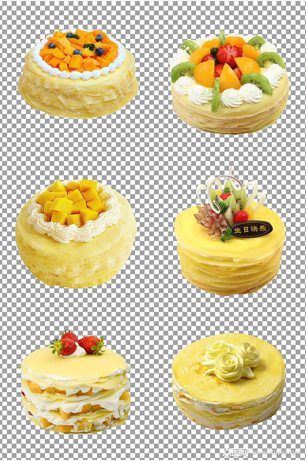 芒果榴莲千层蛋糕素材模板下载-编号397789-众图网
