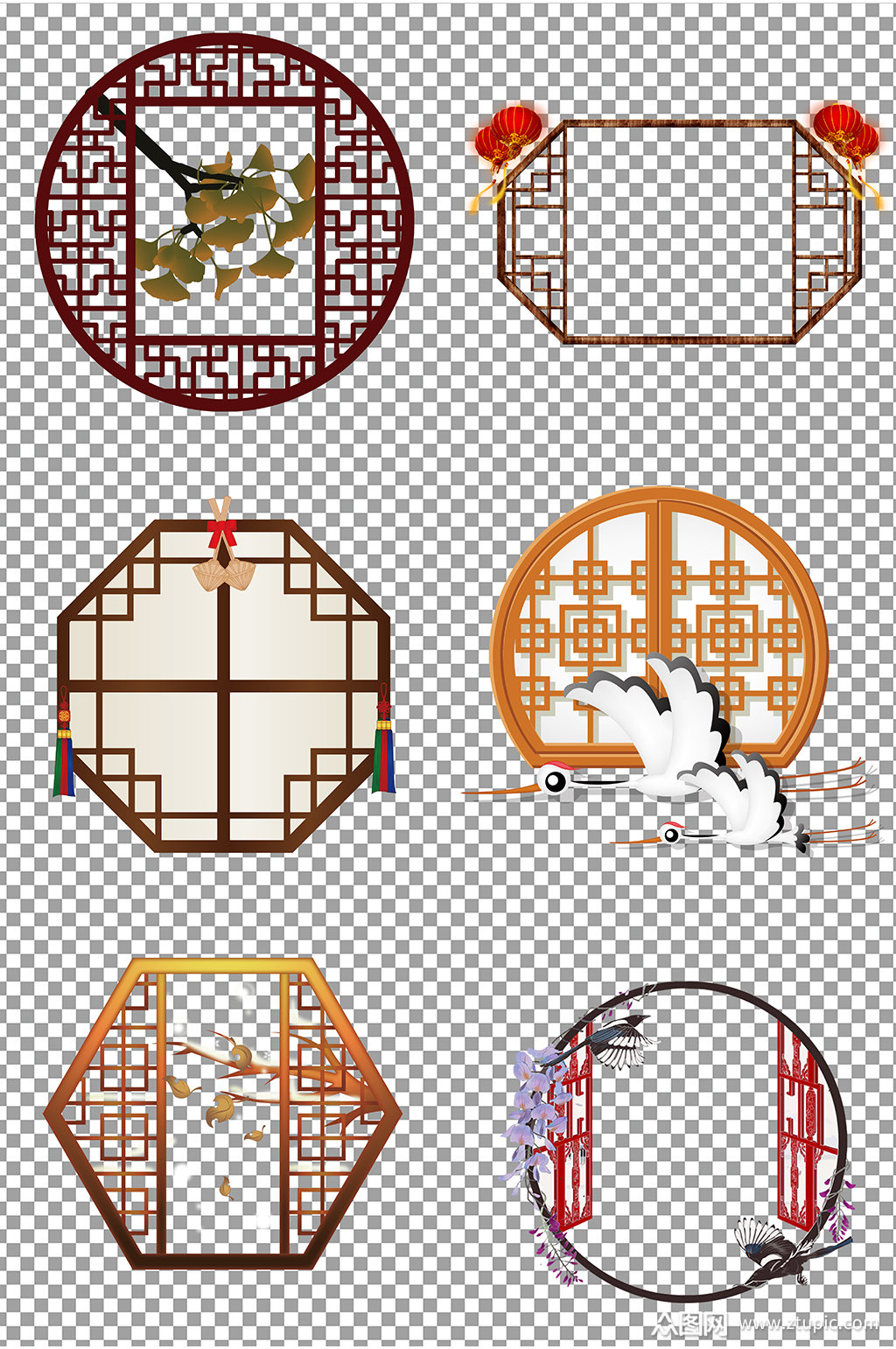 中国风古典花窗素材