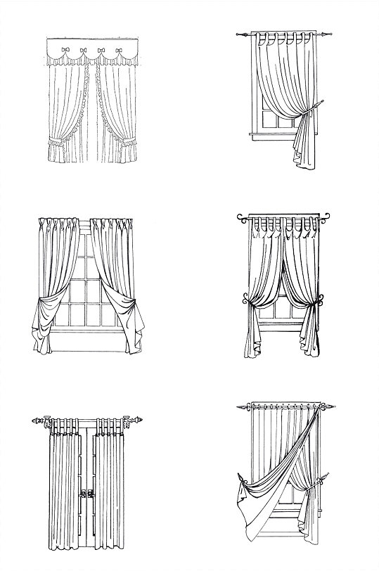 黑色线条手绘窗户素材