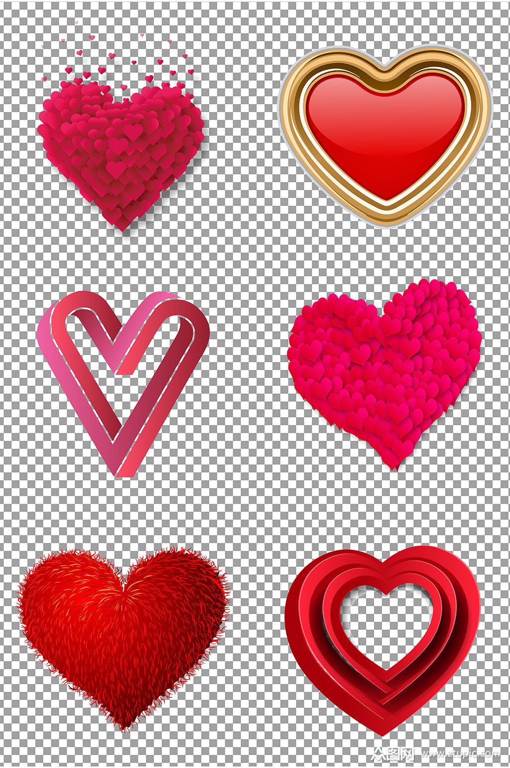 心形爱心免扣素材模板下载-编号396673-众图网