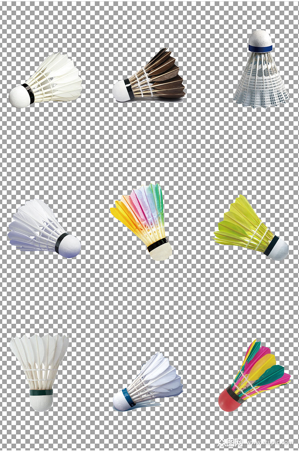 彩色羽毛球免扣素材