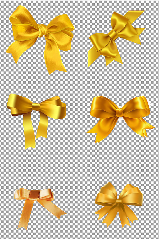 黄色蝴蝶结免扣素材