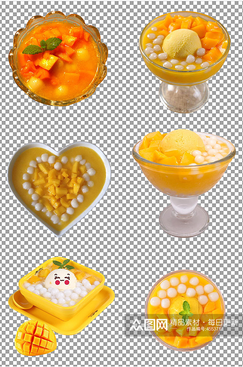 芒果小圆子甜品素材素材