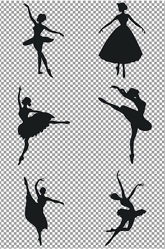跳舞女孩插画剪影图片