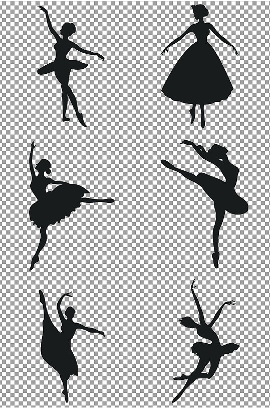 跳舞女孩插画剪影图片