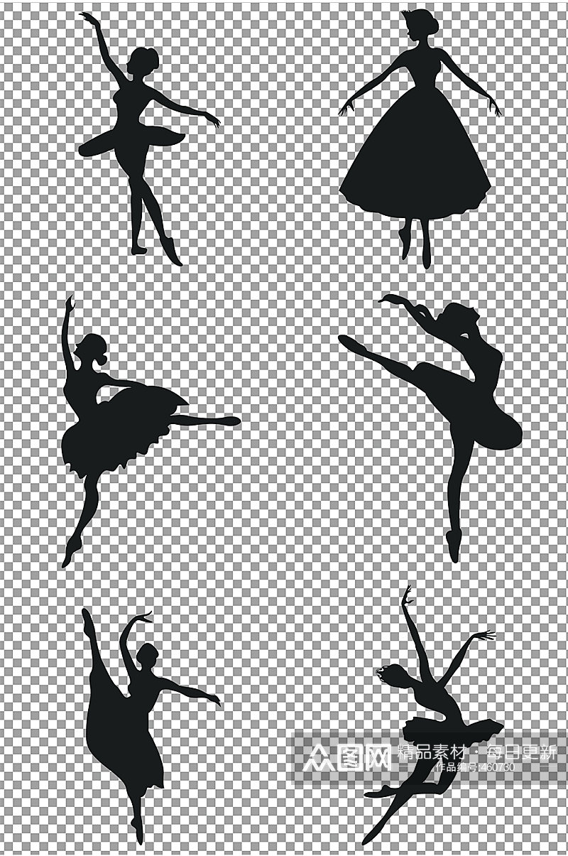 跳舞女孩插画剪影图片素材