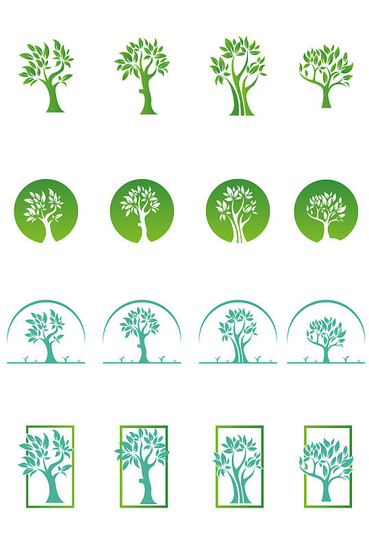 绿色植物免扣素材 大树矢量图