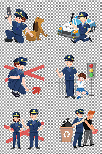 警察执行任务插画图片元素