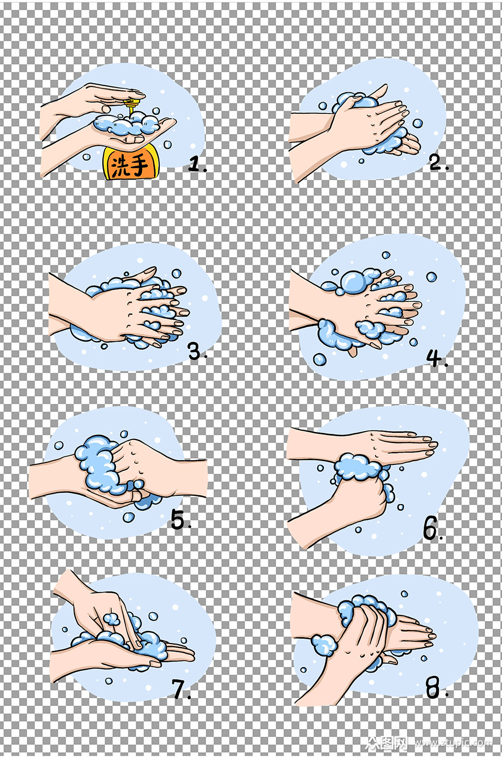 洗手步骤图片素材防疫素材