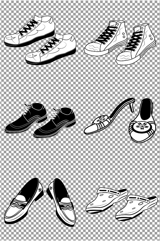 黑白鞋子免扣素材-众图网