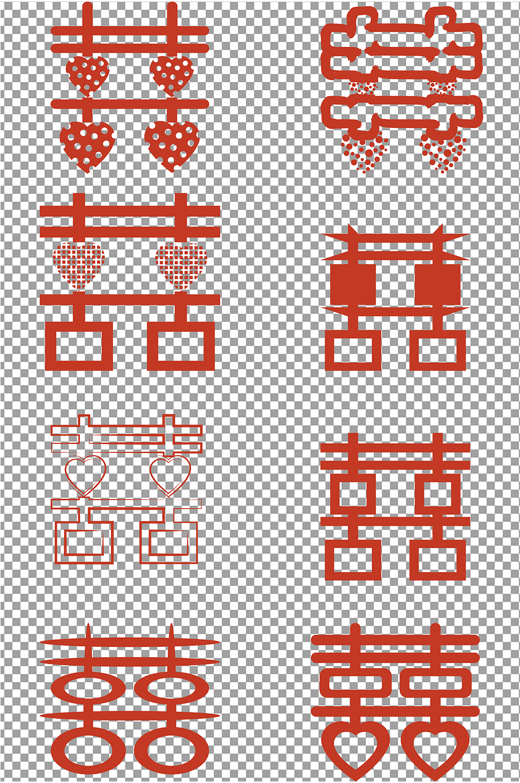 红色喜字剪纸素材素材