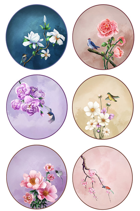 圆形花卉免扣素材