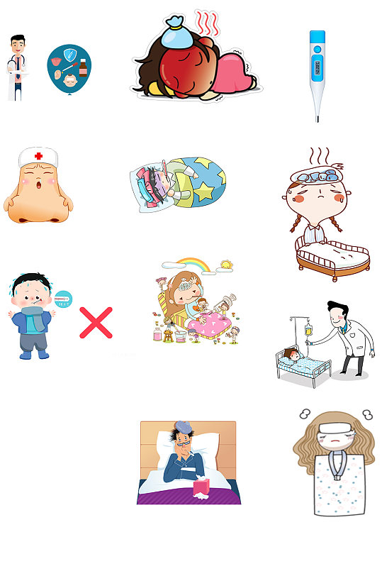 感冒发烧人物素材