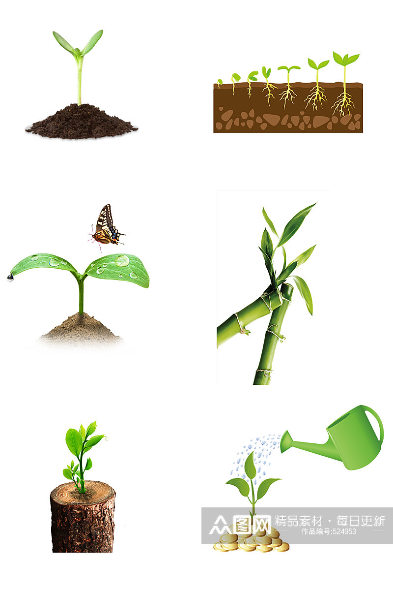 植物绿芽免扣素材素材
