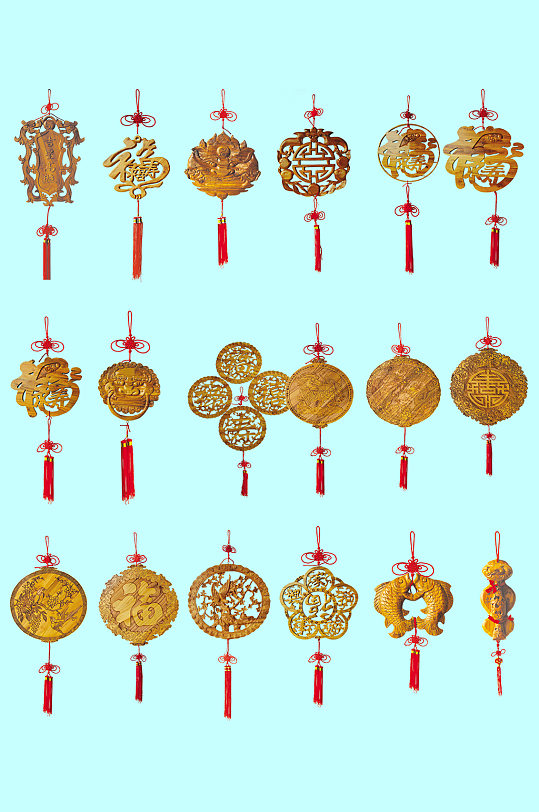 木纹吊坠中国结挂件素材