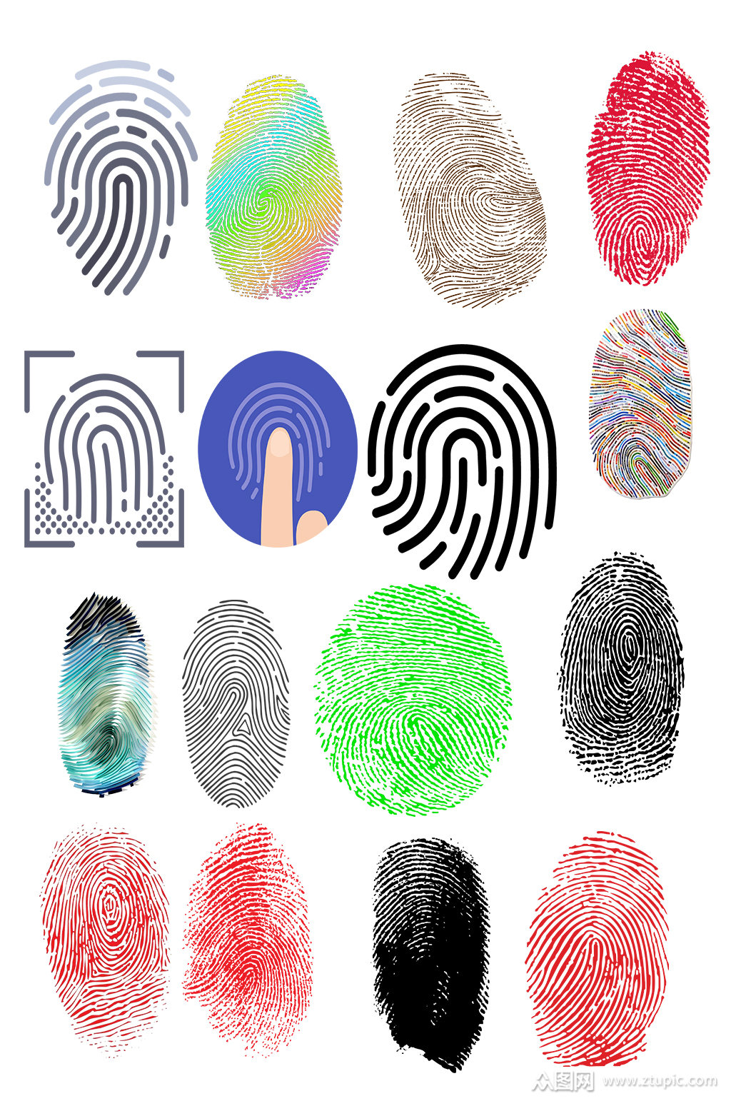 彩色指纹免扣素材