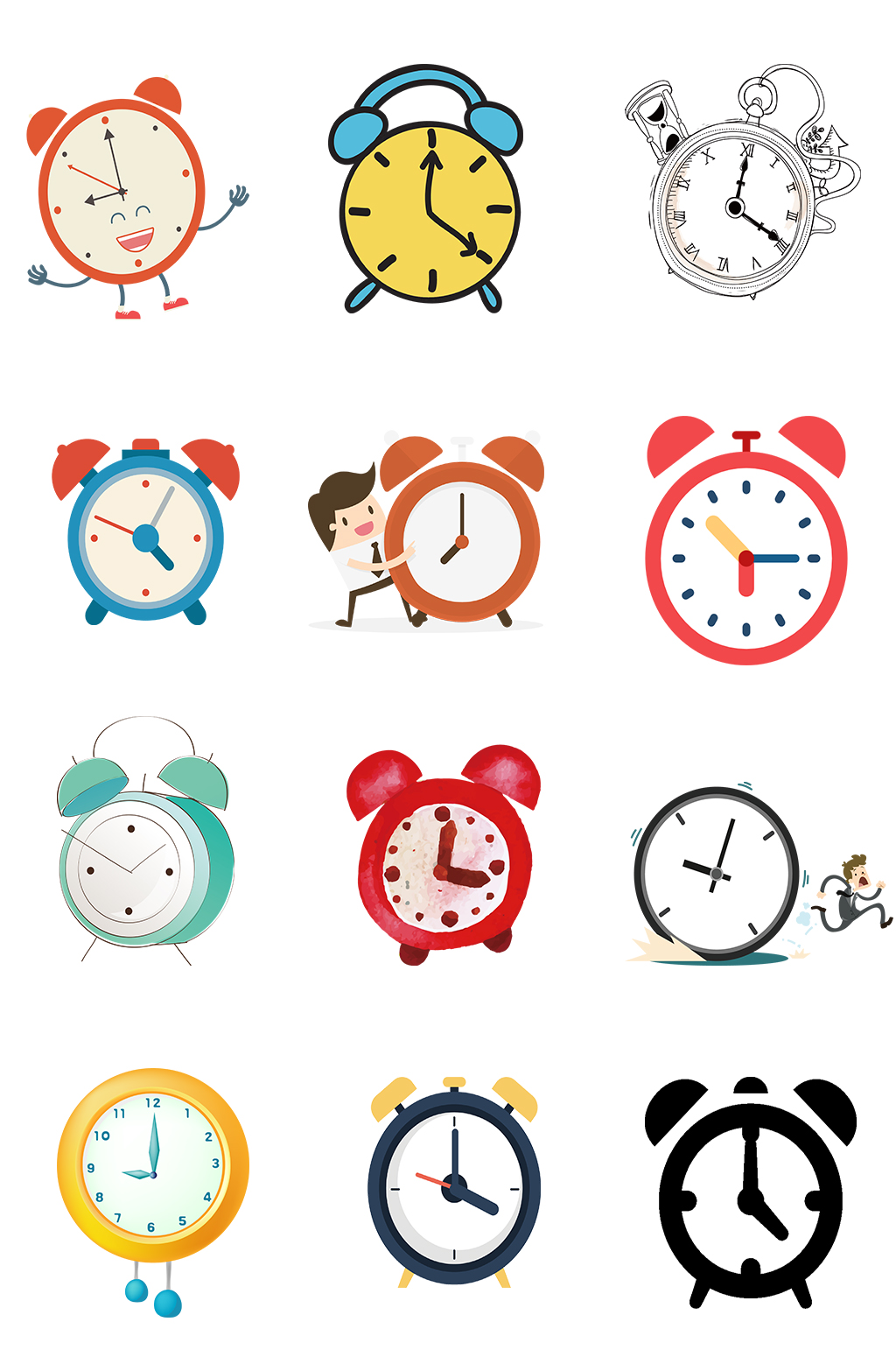 >闹钟手绘免扣素材
