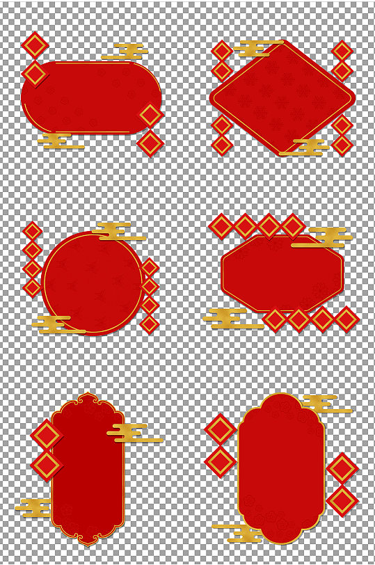 中式红色边框素材