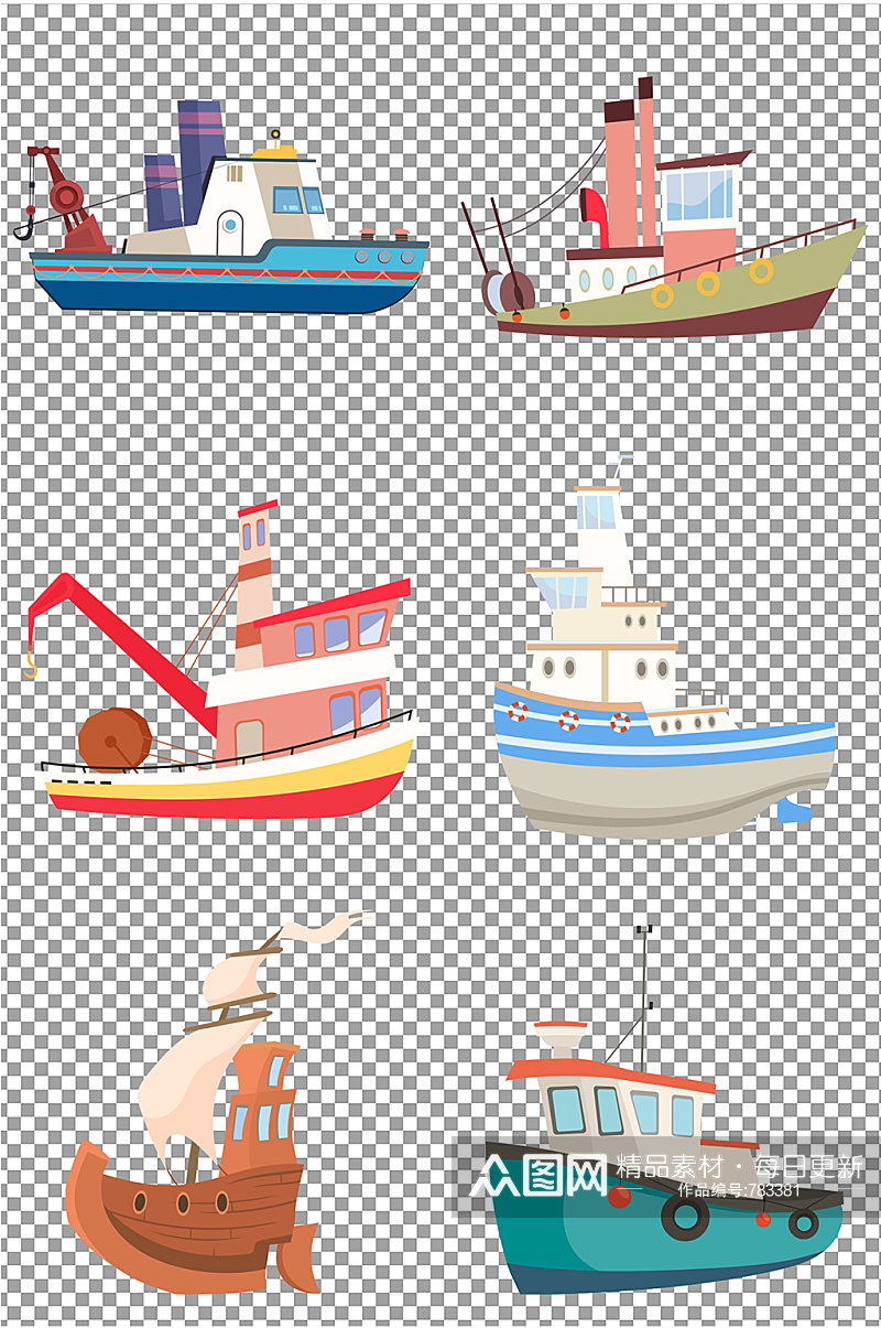 卡通轮船海盗船图片素材