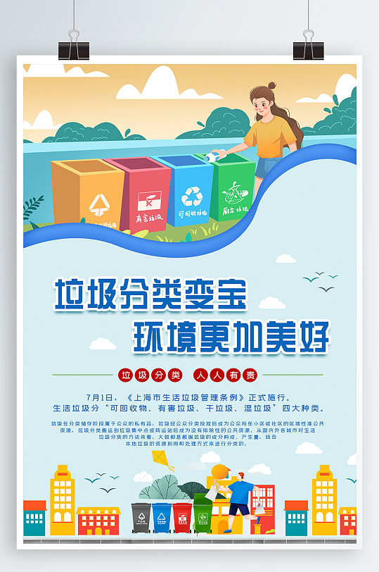 垃圾分类爱护环境海报