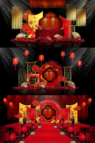 红色中式婚礼舞美主题