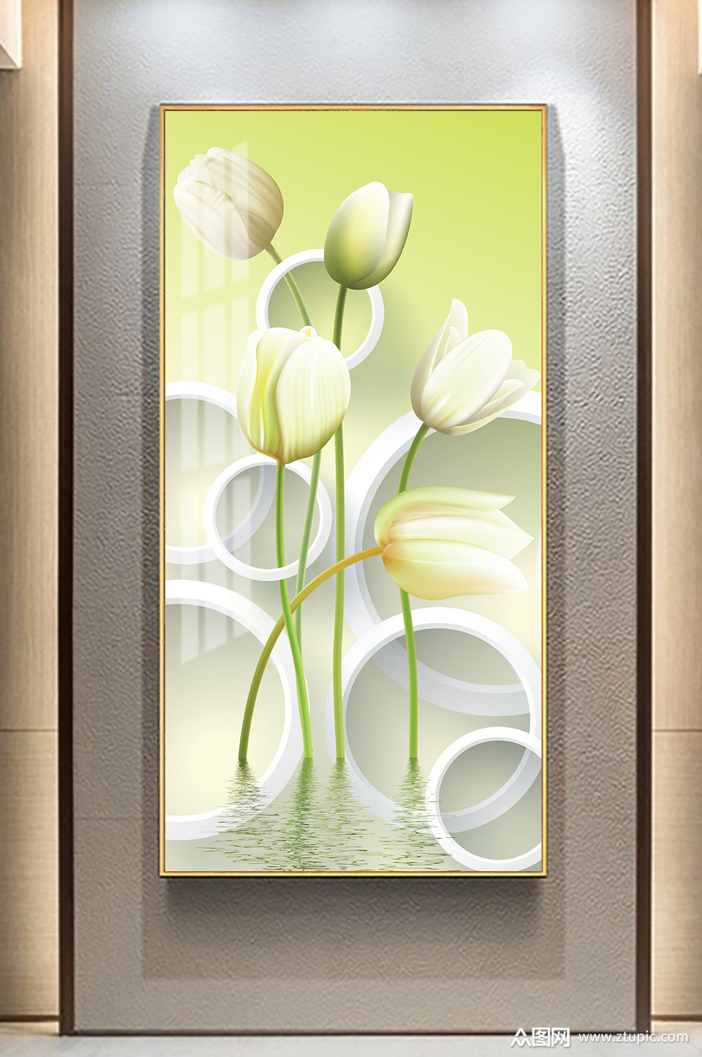 现代郁金香玄关装饰画素材