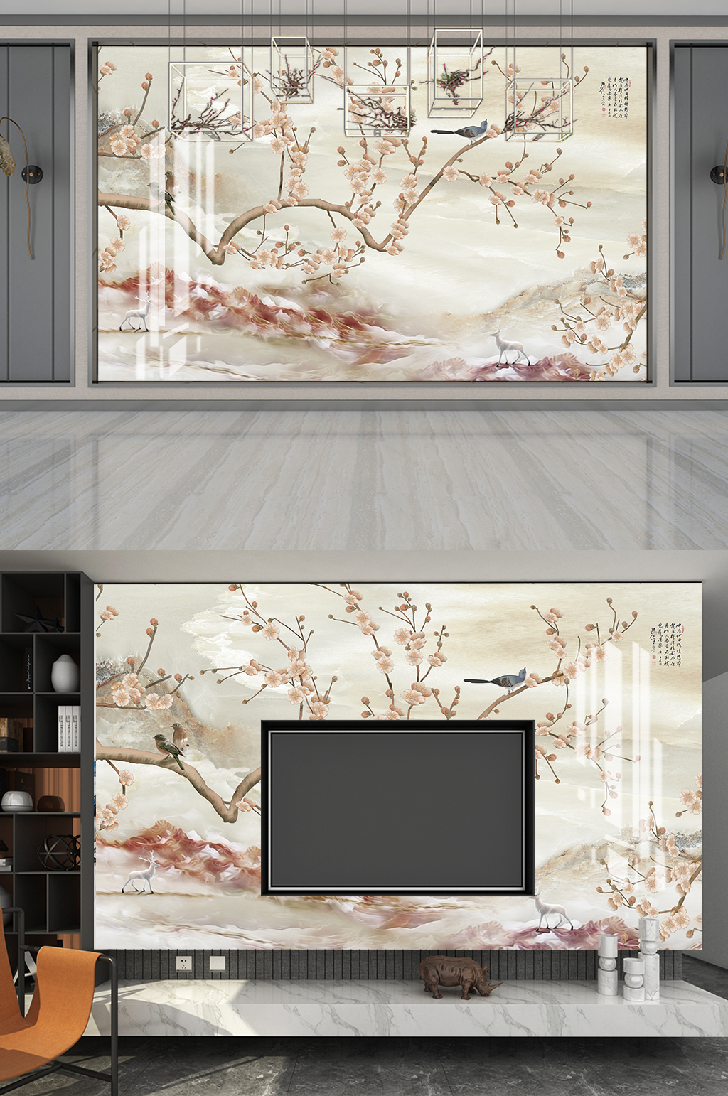 中式大理石纹背景墙素材